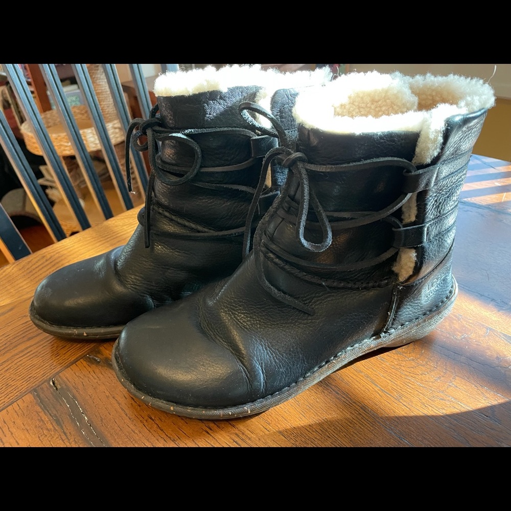 UGG Australia Cove Black Leather Slip On Ankle boots